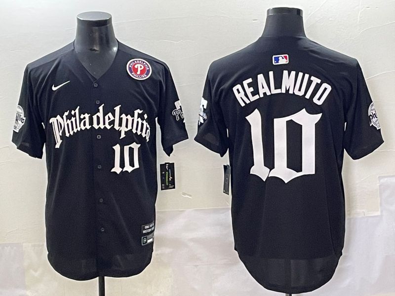 Men 2025 Philadelphia Phillies #10 Realmuto Black Five generations Joint Name Nike MLB Jersey style 6->philadelphia phillies->MLB Jersey